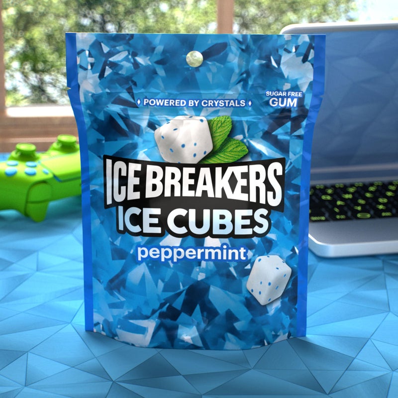 ICE BREAKERS Ice Cubes Peppermint Sugar Free Chewing Gum Pouch, 8.11 oz (100 Pieces) - Image 4